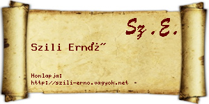 Szili Ernő névjegykártya